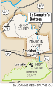 Map pinpointing LeCompte Bottom